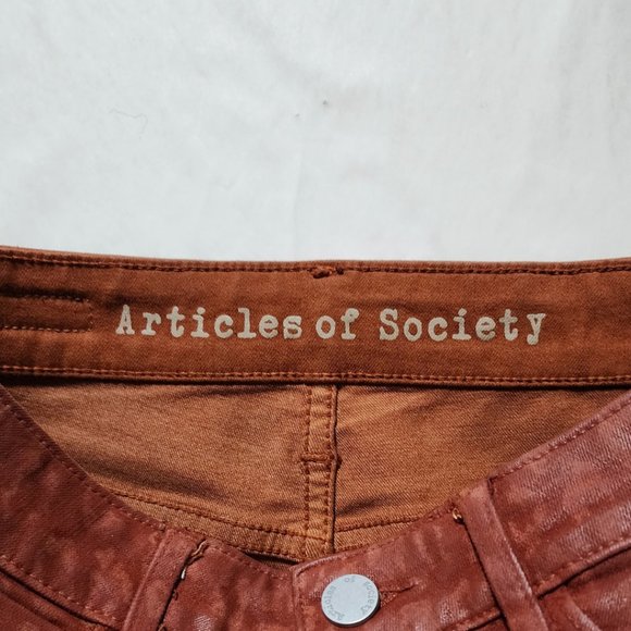 Articles of Society Rust Leopard Print Coated High Rise Skinny Jeans - Picture 5 of 5